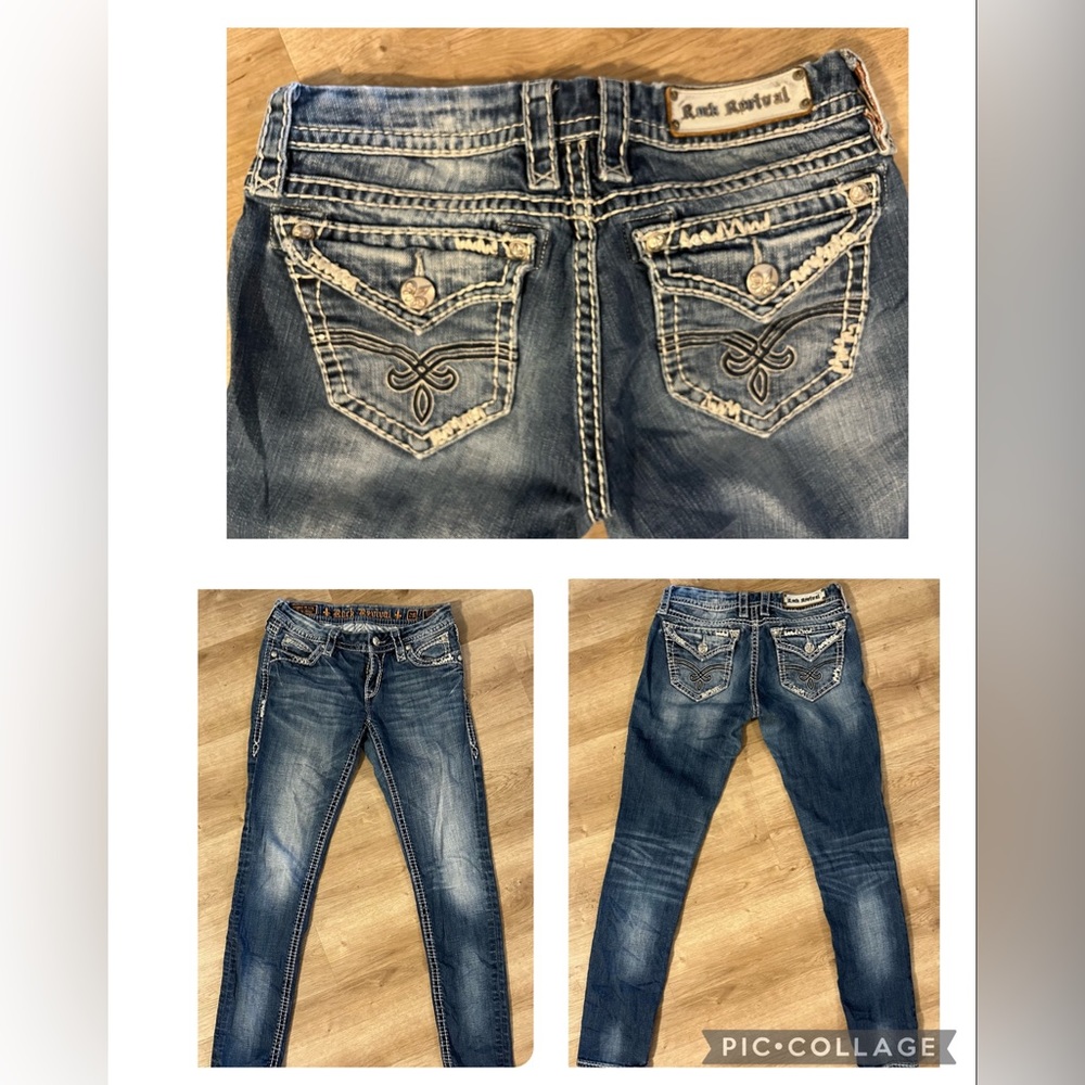 Rock Revival Elaina Embellished Bling Women’s Skinny Jeans Size 28